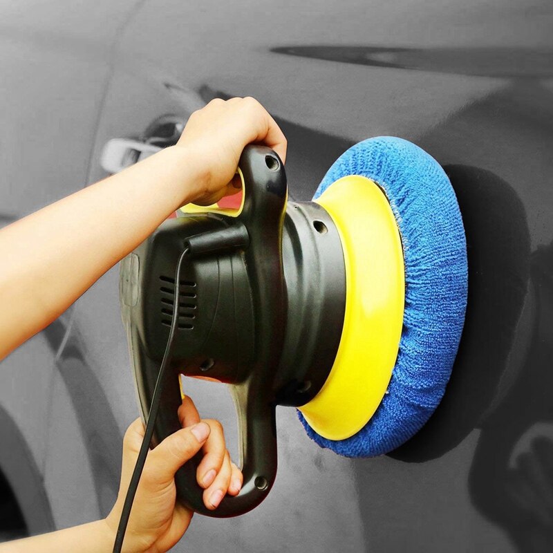 16 Packs Car Polisher Pad Bonnet Set(5 To 6 Inches) Including 12 Packs Microfiber Car Polishing Bonnet And 4 Packs Waxing Bonnet