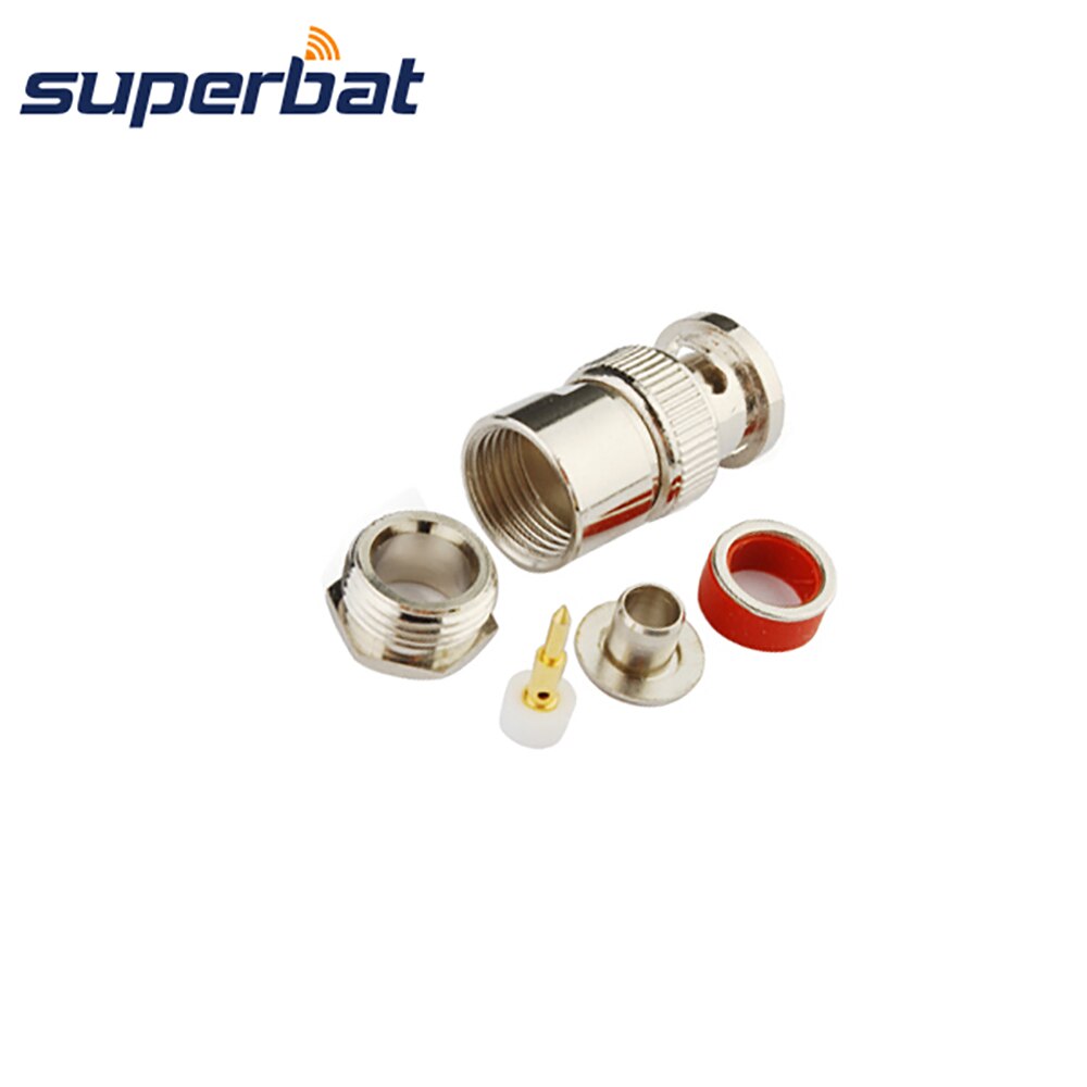 Superbat 50 ohm BNC Clamp Male RF Coaxial Connector for LMR/KSR300 50-5 Cable Straight