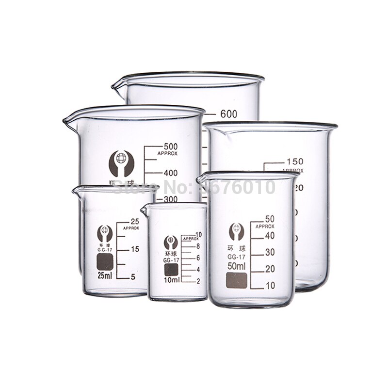 Vaso de vidrio de borosilicato para laboratorio, 1 Juego de , todos los tamaños, equipo químico, todos los tamaños, vaso de medición Pyrex