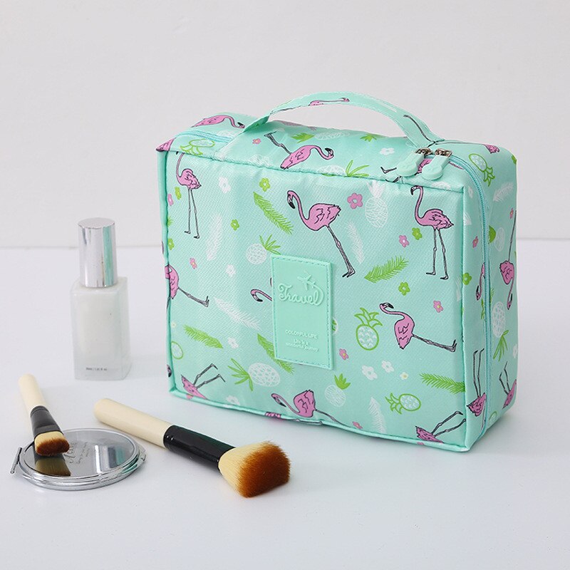 Multifunction Travel Cosmetic Bag Neceser Women Makeup Bags Floral Toiletry Organizer Waterproof Flamingo Storage Make up Cases: 2