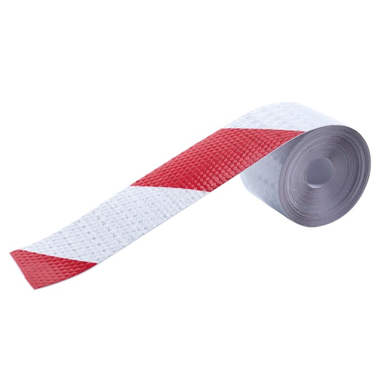 10M X 5Cm Veiligheid Waarschuwing Tape Reflecterende Tape Zelfklevende Tape Reflecterende Strip Verkeer Reflecterende Stickers Kleur: rood + Wit