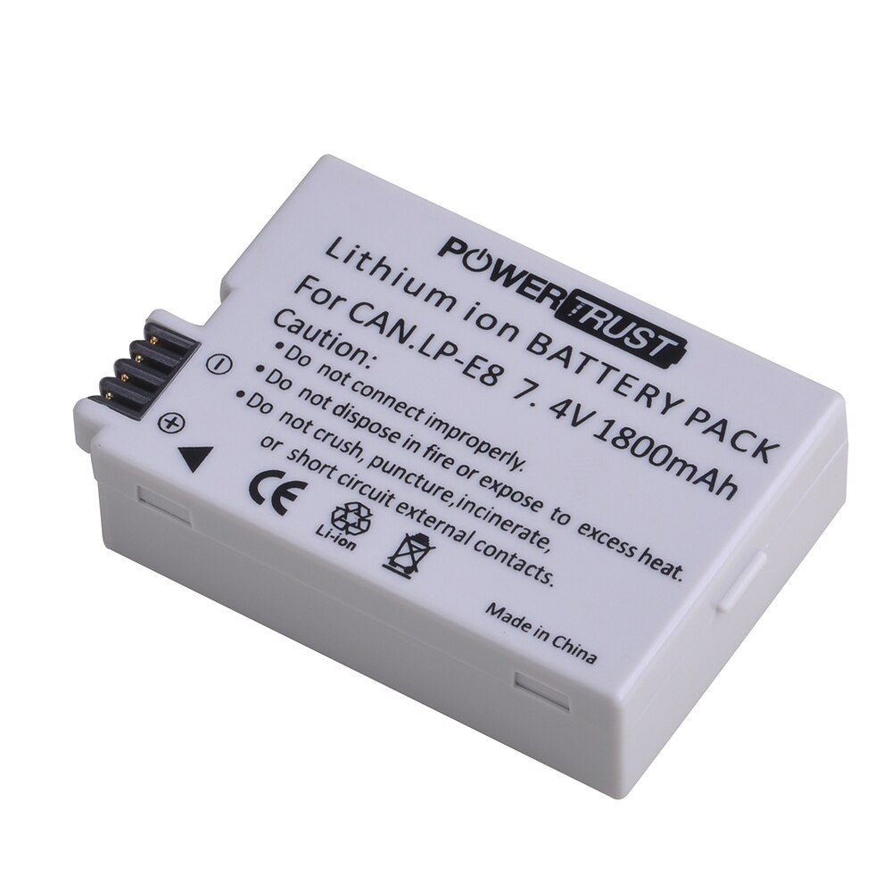 PowerTrust LP-E8 LPE8 LP E8 Batterie pour Appareil Photo Canon EOS 550D 600D 650D 700D baiser X4 X5 X6i X7i Rebelles T2i T3i T4i T5i: 1Battery