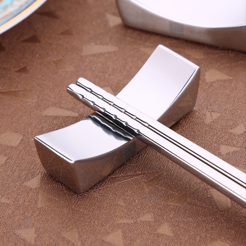 5 Pcs 1 Set Chinese Chopstick Rest Traditionele Onregelmatige Vierkante 304 Roestvrij Staal Eetstokjes Houder Rack Frame Keuken Gereedschap