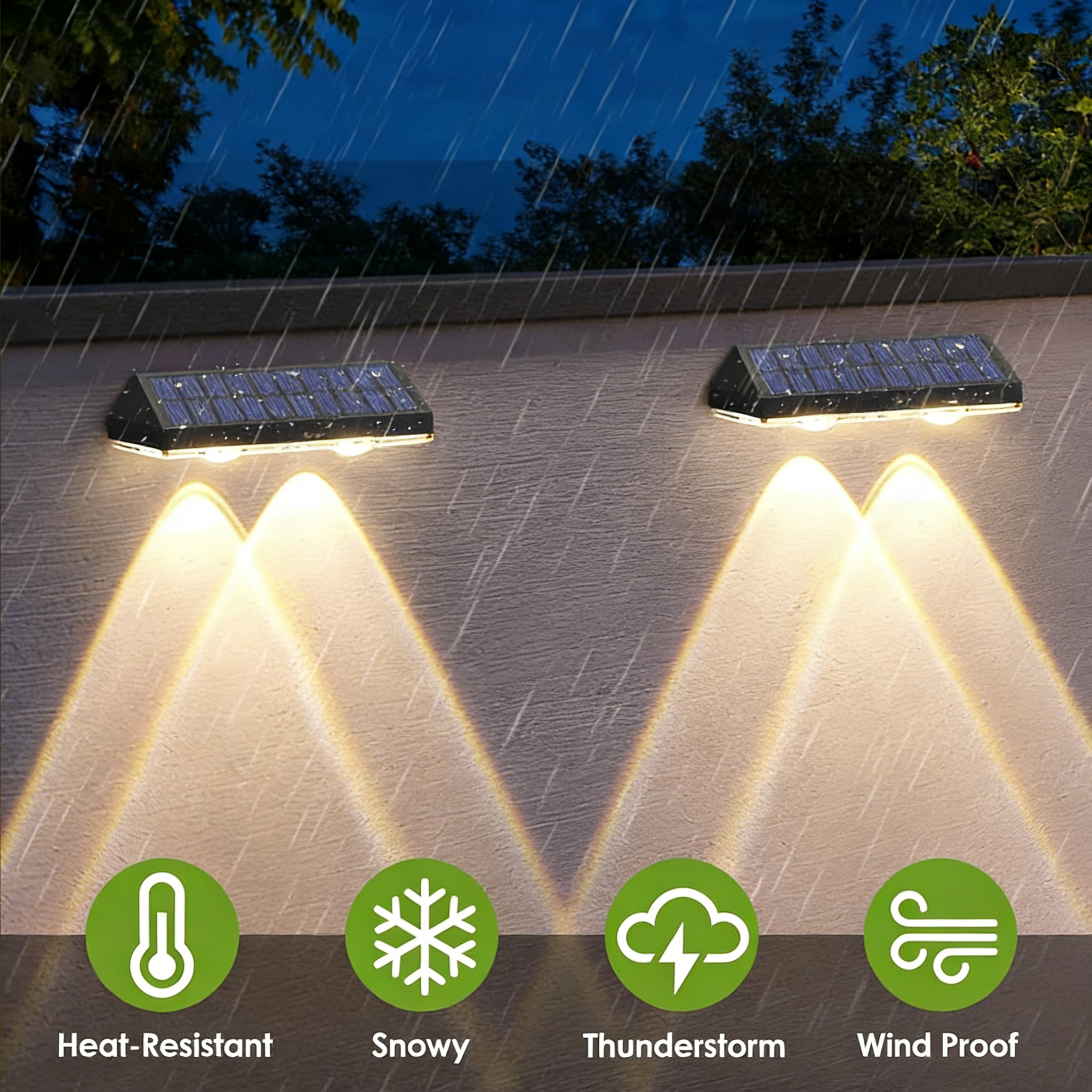 Solar schuttingverlichting, buitenverlichting op zonne-energie voor terras, warm wit & rgb-verlichting op zonne-energie voor buiten, achtertuin, terras, wandlamp op zonne-energie