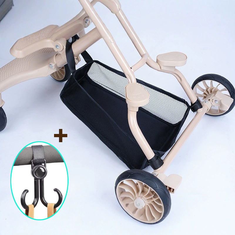 Grote opbergmand voor onderin de kinderwagen, universele opbergtas van oxford-stof, ophangbare opbergmand voor luiers.: Rood