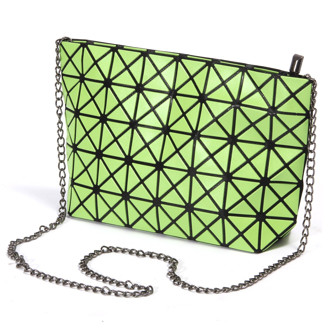 Crocrogo Frauen Mädchen Geldbörse Leucht Geometrische Schulter Taschen Multi Reflektierende Umhängetaschen BlingBling mit Ketten: 3114 Light Green