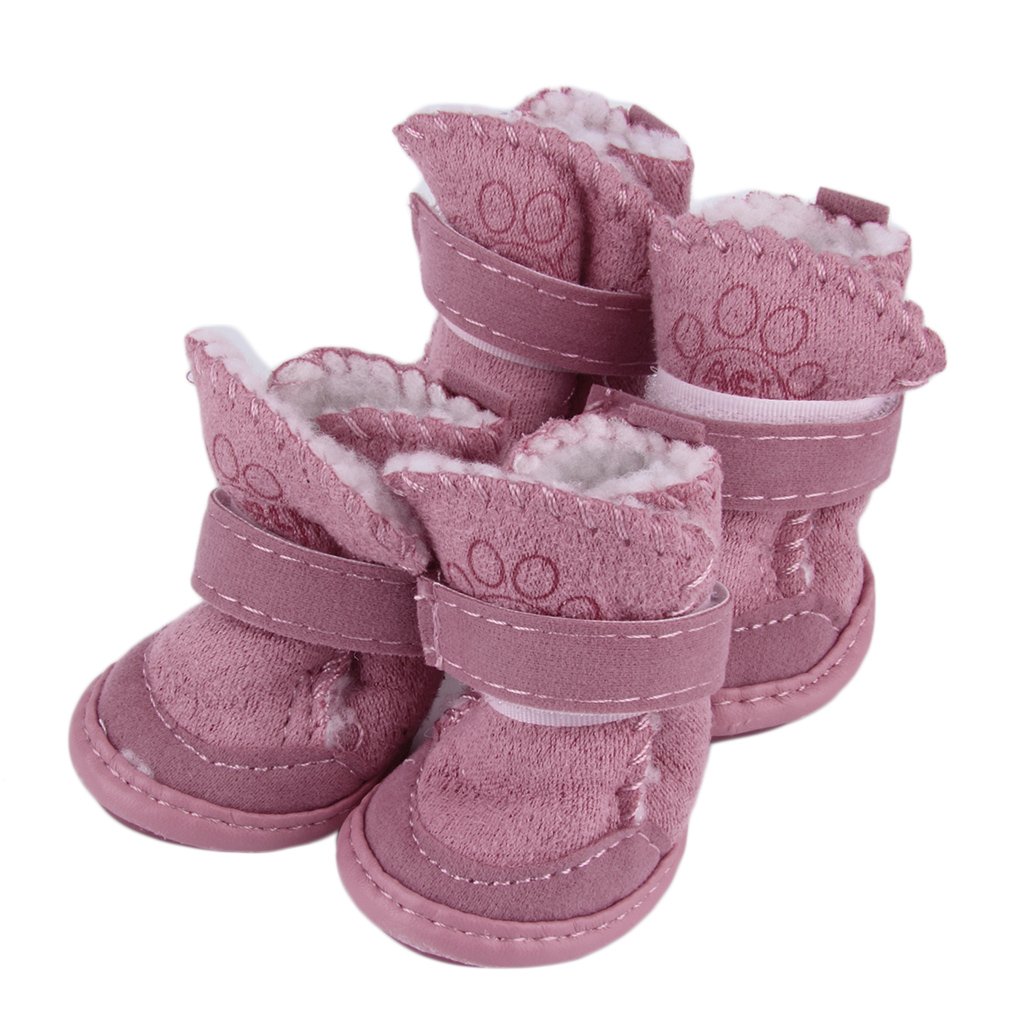 2 couleurs nouvelle chien chaussures pour animaux de compagnie bottes de neige enfant Teddy coton lin petit chien chaussures bottes de neige directe: Default Title