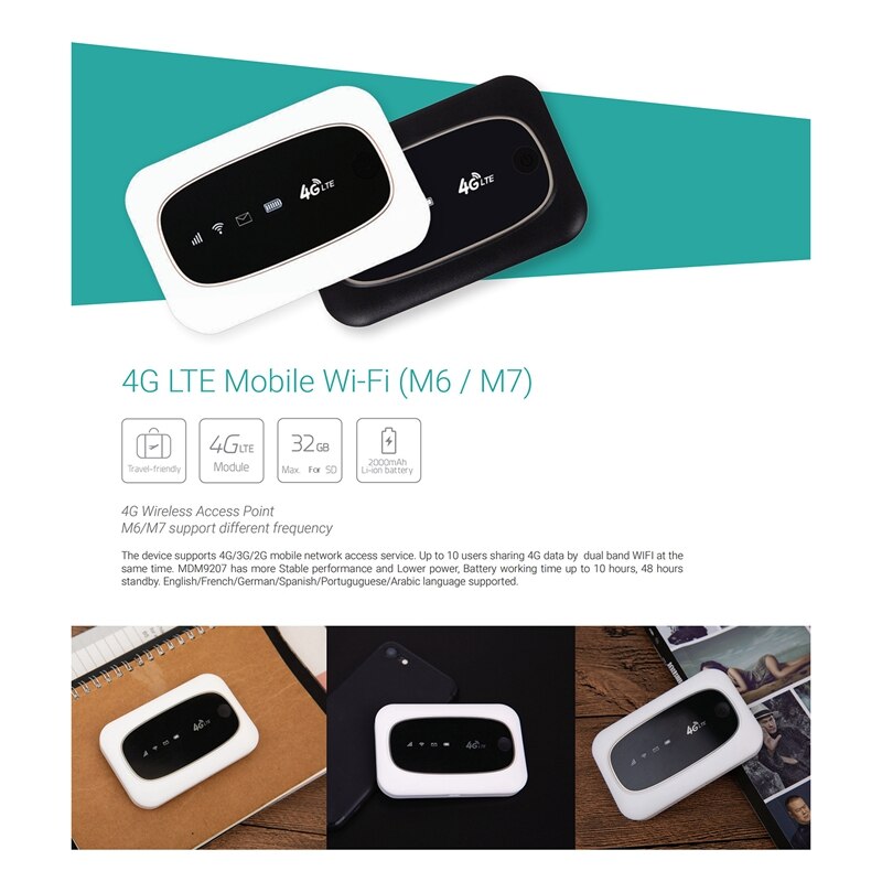 WIFI Router 4G Portable MiFi 150M 2000MAh Wireless Portable Pocket WIFI Mobile Hotspot with Sim Card Slot
