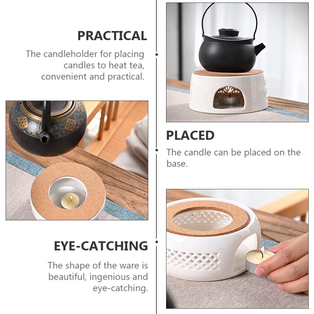 1pc Teapot Warmer Ceramic Tea Candle Holder Teapot Heating Base Pedestal