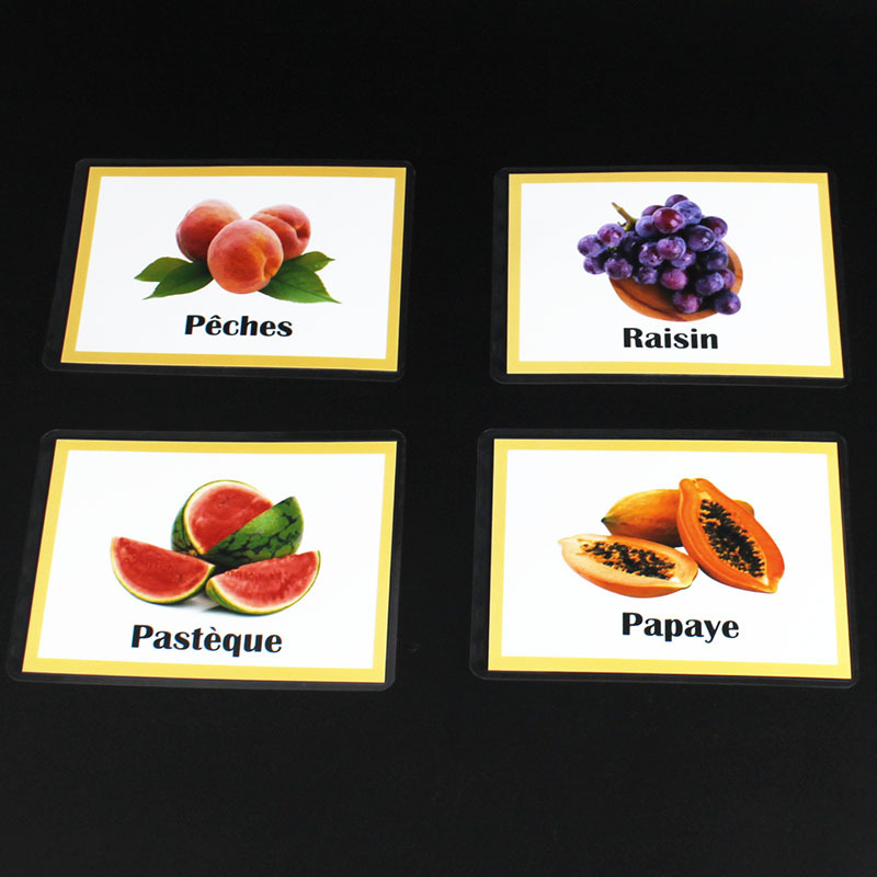 French Children Card Flash Card Fruit Fruit 21 Kindergarten Waterproof Word Cards Early Education Enlightenment Teacher Teaching
