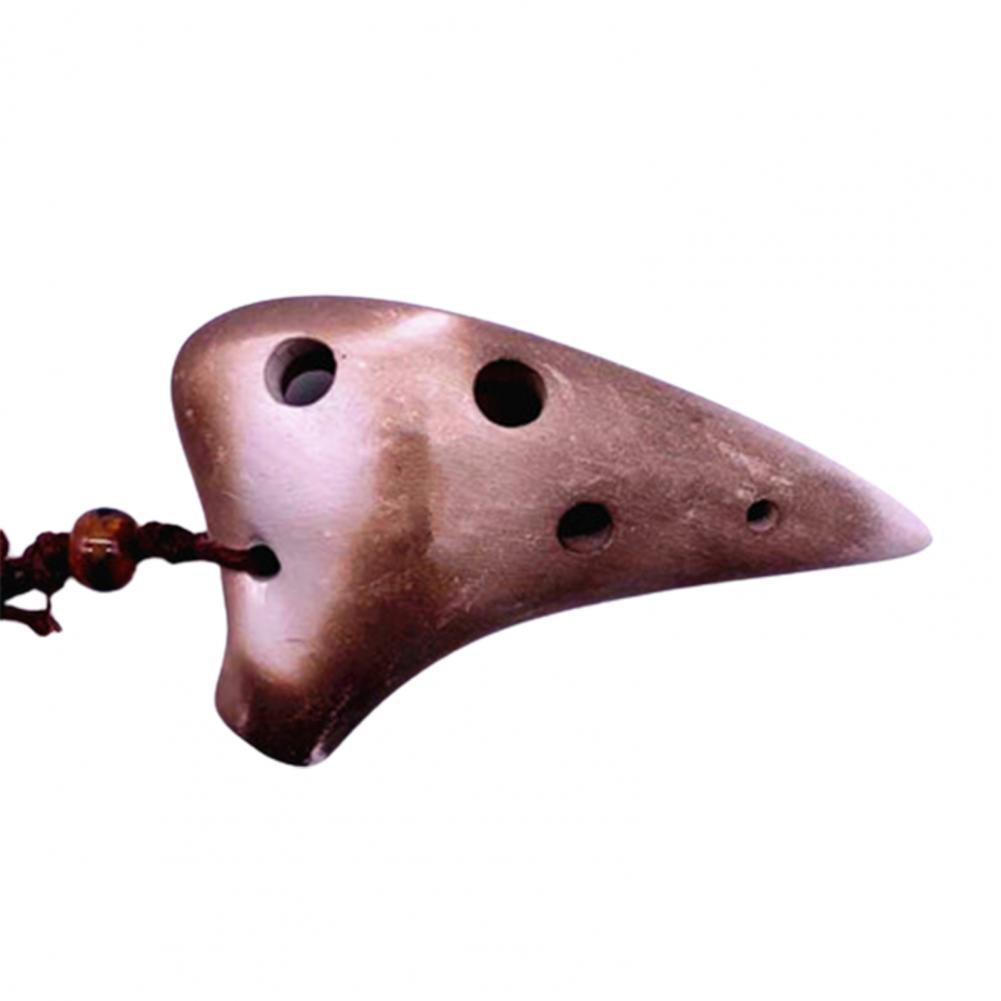 Lanyard Universal Mini Ceramic 6 Hole Ocarina Colorful Flute Instrument Fadeless for Play:  Brown Gray