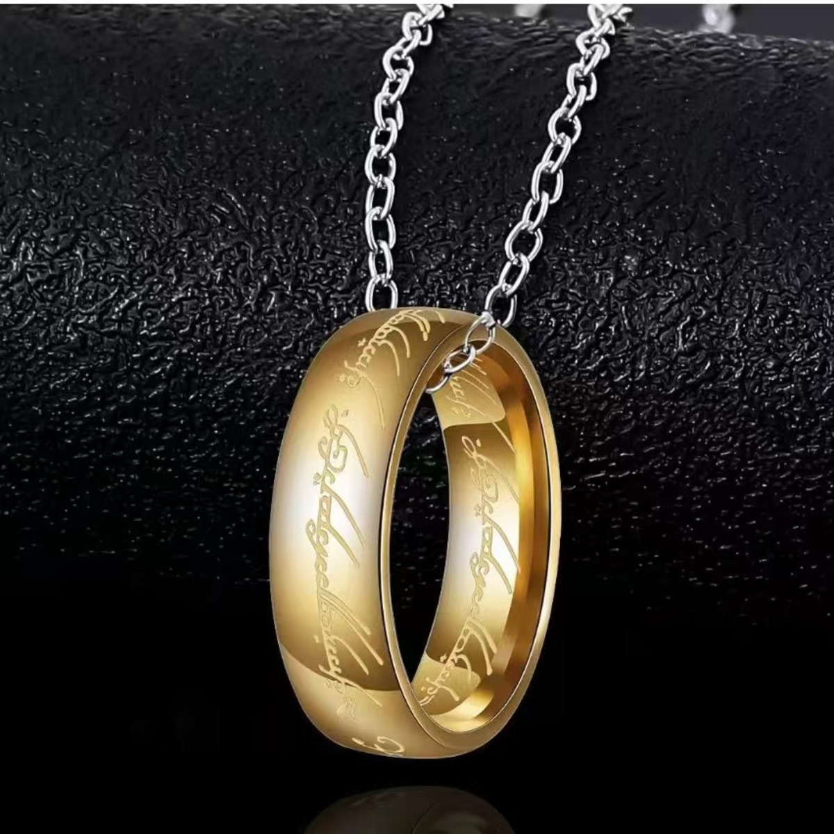 Engraved Gold Plated Stainless Steel The Ring Pend... – Grandado