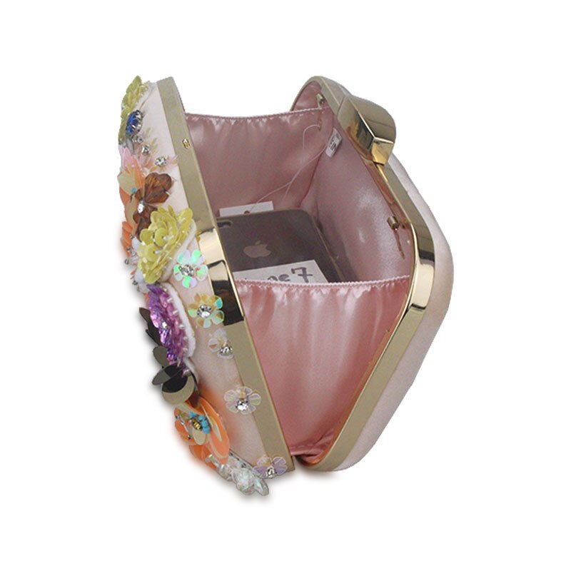 Flowers White Color Handmade Fabric For Women Evening Bag Luxury Wedding Bride Clutch Bag Pearl Party Handbag Mini Purses Wallet