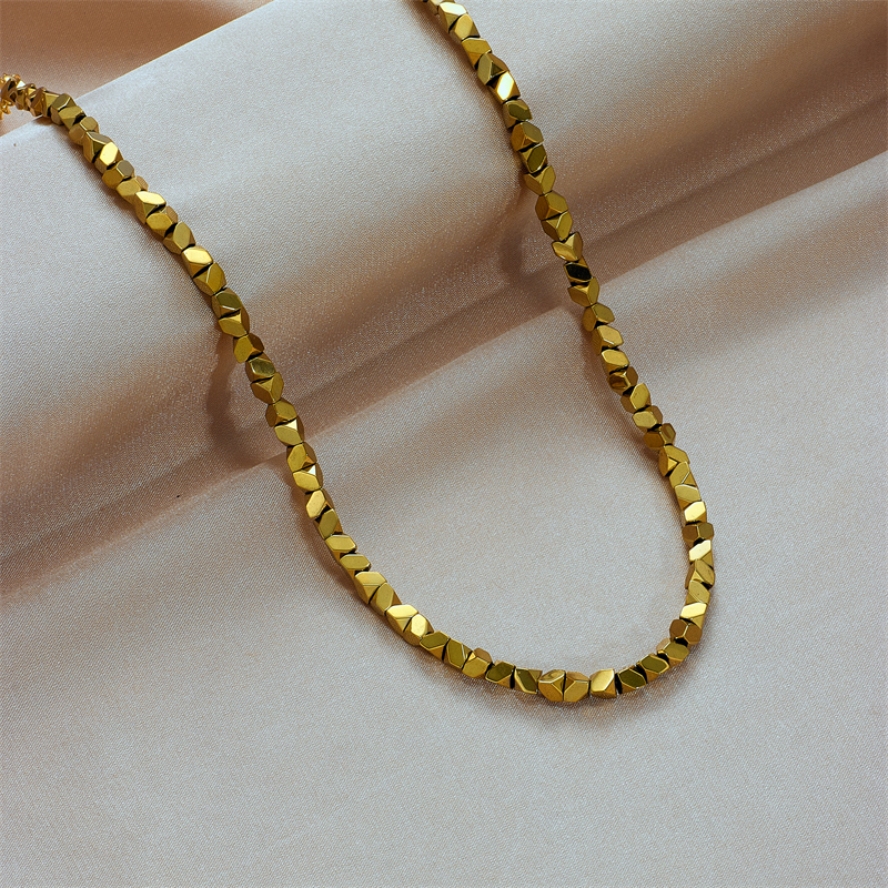 DIEYURO-collar superpuesto geométrico de acero inoxidable 316L para mujer y niña, cadena Retro Simple, de , joyería