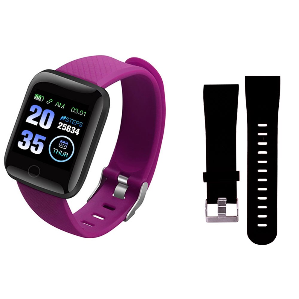 Rovtop 116 montre intelligente pour hommes mesure de la pression artérielle étanche Fitness Tracker montre moniteur de fréquence cardiaque podomètre bracelet intelligent: purple black