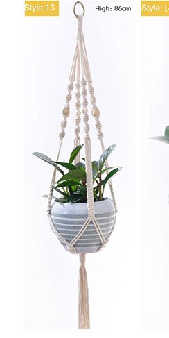 Opknoping Mand Geknoopt Macrame Plant Hanger Cottonflower Mand Lifting Touw Opknoping Mand Bloempot Houder Balkon Tuin Decoratie: 13