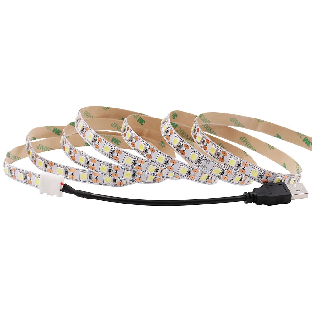 5v usb ledet stripe 5050 kald hvit / varm hvit tv bakgrunnsbelysning 60 leds / m usb klippkontakt 30cm/50cm / 1m / 2m sett.