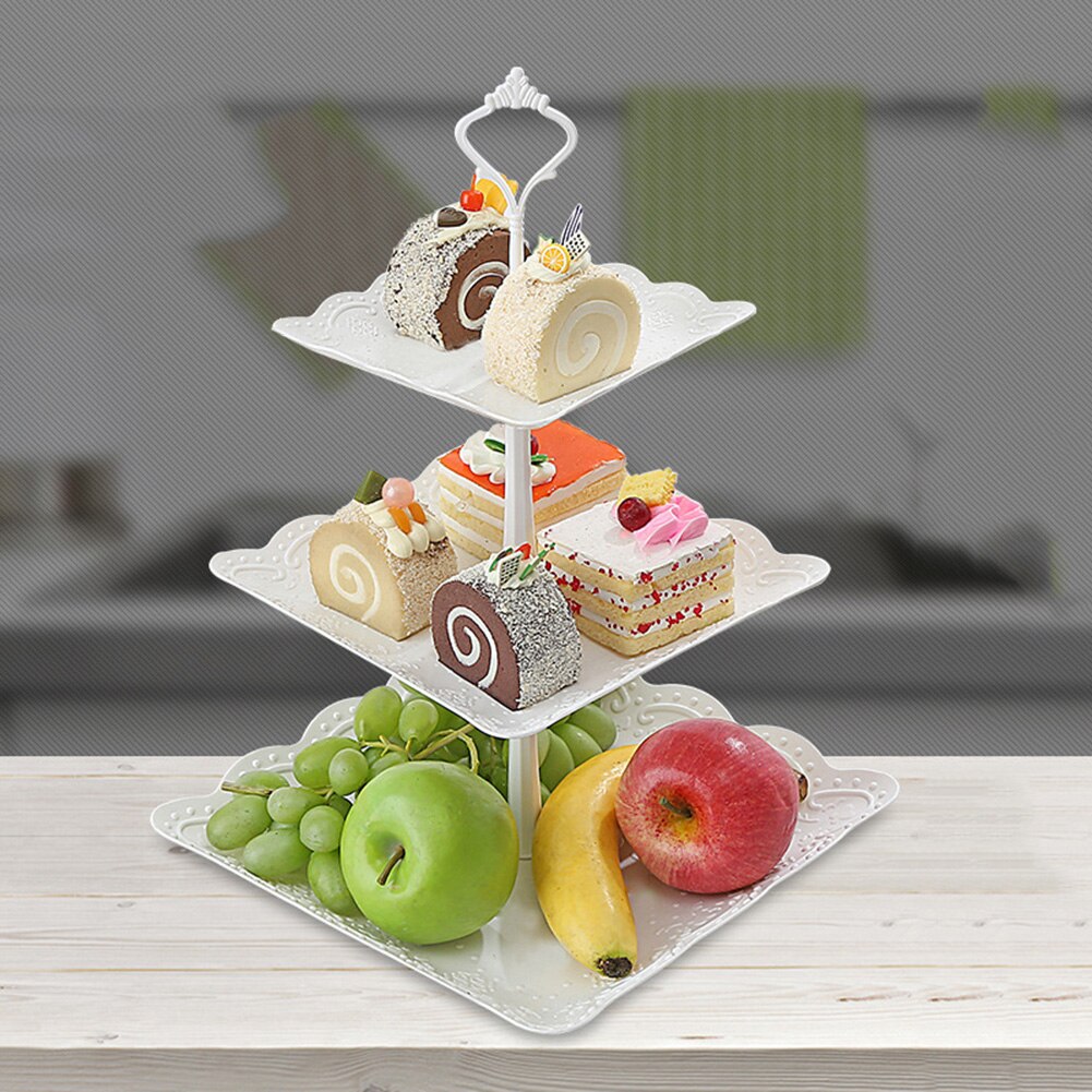 2/3 Tiers Fruit Cake Plate Holder Stand Home Festival Party Dessert Storage Rack Round/square/flower Dessert Plates Storage Rack