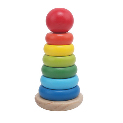 Houten Speelgoed Kleurrijke Regenboog Blokken Leuke Rainbow Stacker Tower Hout Fun Tumbler Kinderen Baby: Default Title