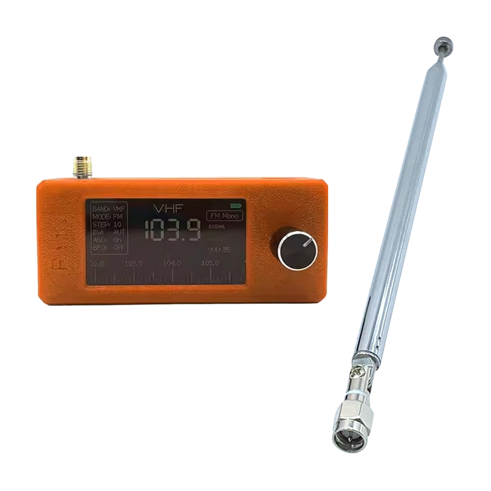 SI4732 Bærbar Radio Mottaker - 0.5-108MHz HF SW MW VHF LSB USB AM FM - Oppladbart Batteri: Rød