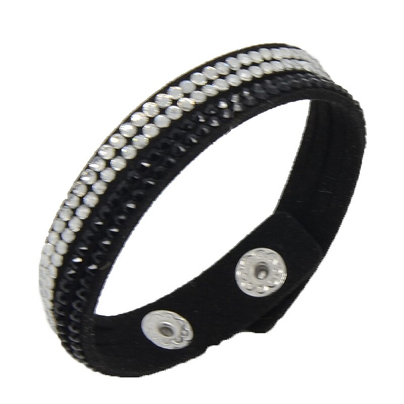 LFPU Kristall Gepflastert Leder Kind Armbänder Kinder Samt Armband Für Schmuck: Black