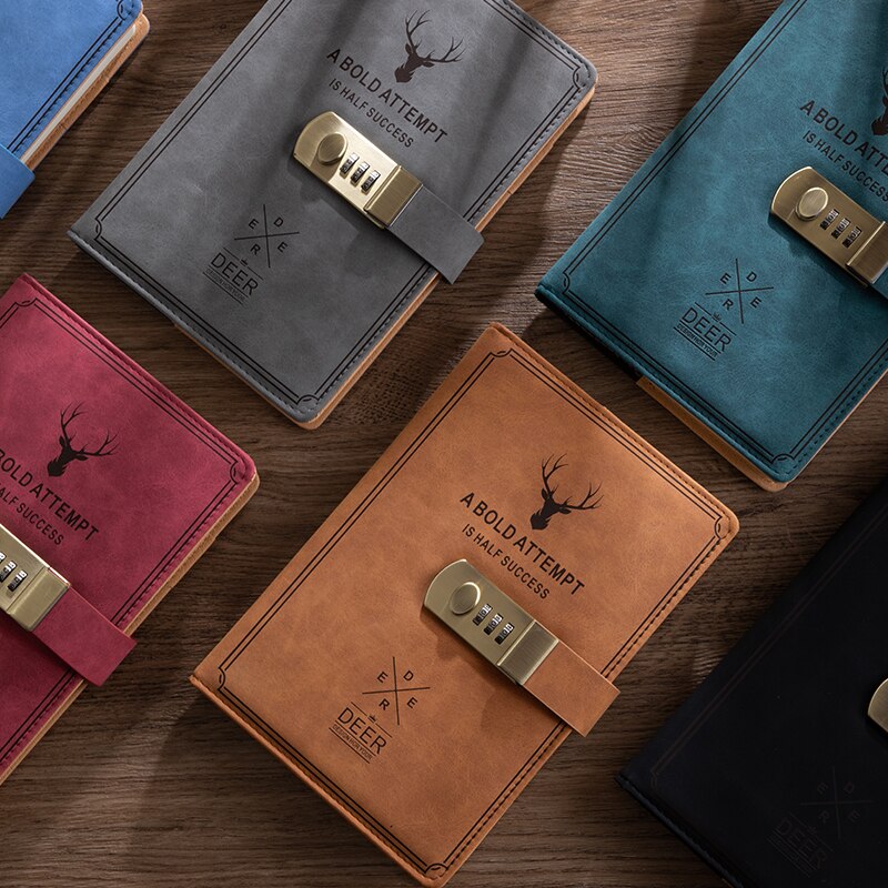 Diary Super Thick Notes Password Lock Journal Business Office School Supplies Sketch Stationery Notebook Daily Work Page Notepad