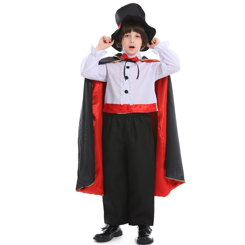 Jongens goochelaar podiumkostuum peuter kinderen halloween carnaval magie cosplay chique feest verkleedoutfit