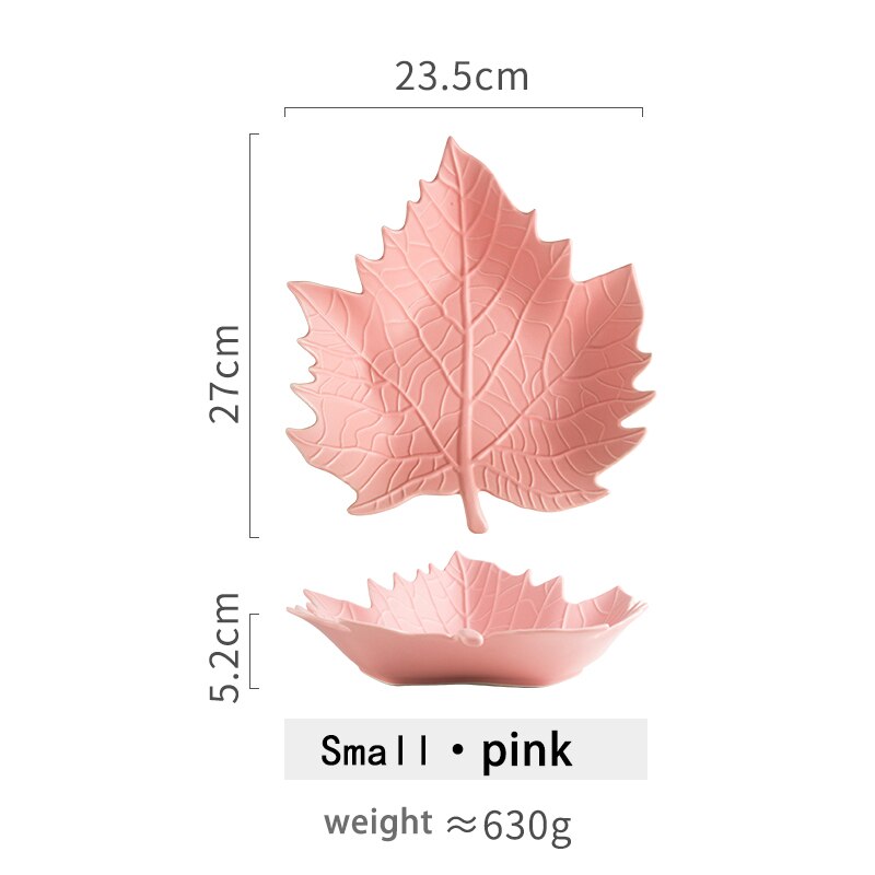 Creatieve Keramische Esdoornblad Plaat Snack Dessert Cake Candy Moer Schotel Fruit Salade Porselein Sleutel Sieraden Thuis Decoratieve Lade: Small pink