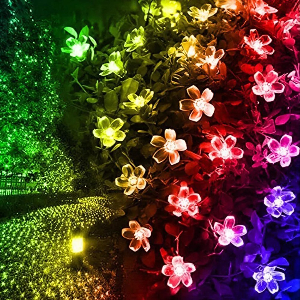 1Pc Solar String Flower Lights Outdoor 20/50/100 Led Fairy Licht Voor Tuin Hek Patio Tuin Kerstboom Decor