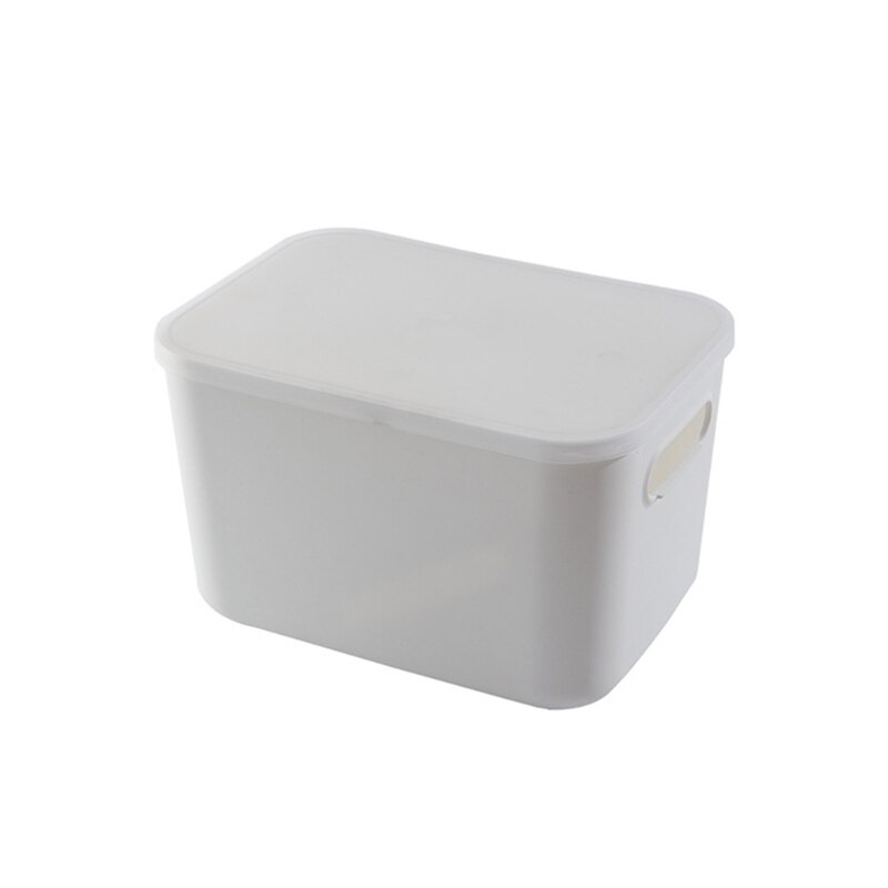 Plastic White Stackable Storage Box Bin with Clear Lid Handles Multifunctional Clothes Sundries Desktop Basket Organizer: 5-SH