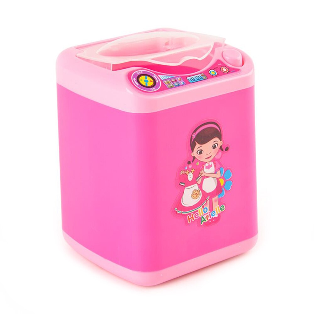 Mini Simulation fille jouer semblant électrique mignon poudre cosmétique bouffée Machine à laver pinceaux de maquillage nettoyant rondelle outil: 04