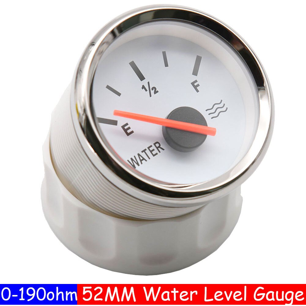 2" 52mm Water Level Gauge with Water Level Sensor 0-190ohm Fuel Sender Unit For Car Boat Water Level Indicator Meter12V/24V: only Gauge WS