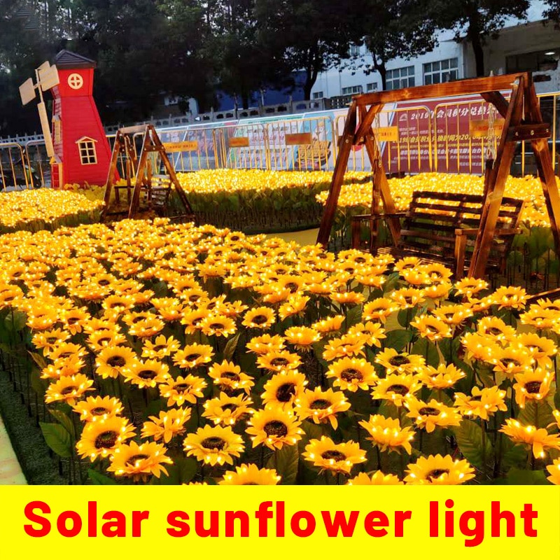 Lawn Light Solar Sunflower Street Lighting Landscape Lamp Outdoor Garden Decoration Flower Path Buried Light Waterproof IP67