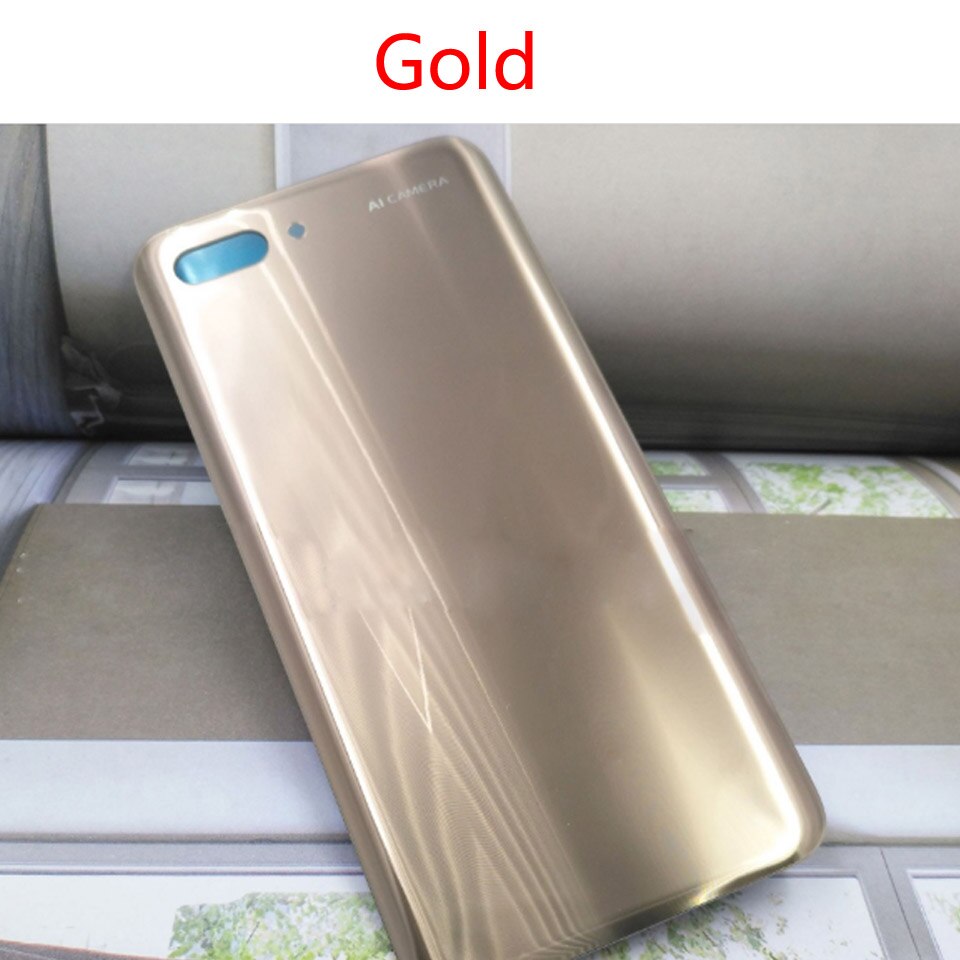 Para huawei honor 10 traseira da bateria de vidro capa porta traseira habitação caso para honor10 COL-AL00 al10 tl00 chassi escudo substituição: Gold-No tool