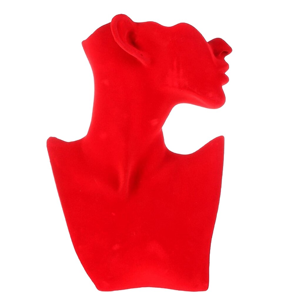 Resin Female Mannequin Head Bust Stand Model Shop Jewelry Necklace Display: L Red Velvet