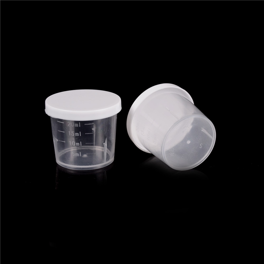 10Pcs/set 20ml Plastic Graduated Laboratory Lab Test Measuring Container Cups with Cap Plastic Liquid Measuring Cups