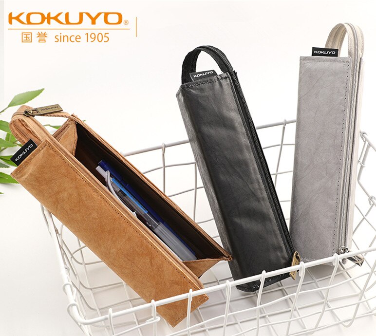 KOKUYO-Bolsa de lápices de papel DuPont Vintage, estuche de almacenamiento multifunción portátil tipo dividido, estuche de bolígrafo Simple, WSG-PCT22 de papelería