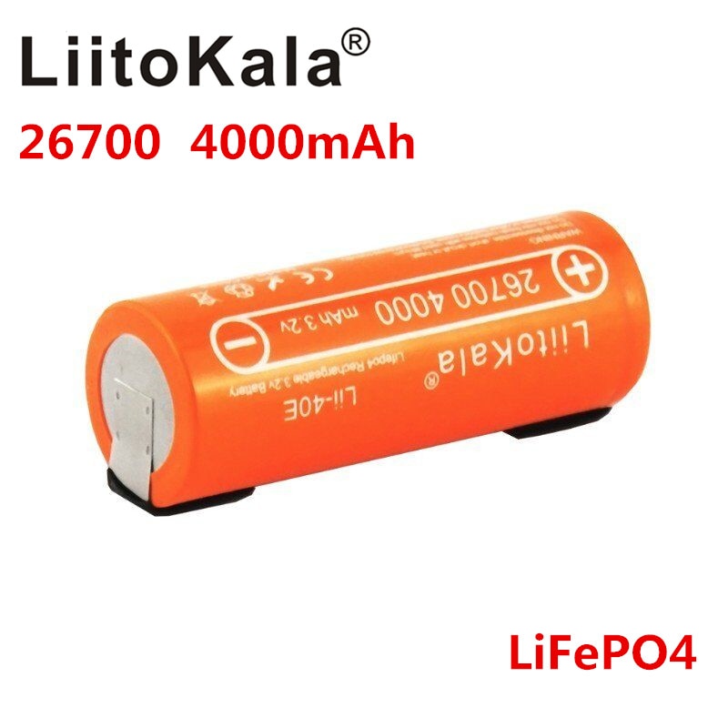 LiitoKala Lii-40E 3.2V 26700 rechargeable LiFePO4 battery pack 4000mah lithium cell for 24V e-bike powe +DIY Nickel sheets