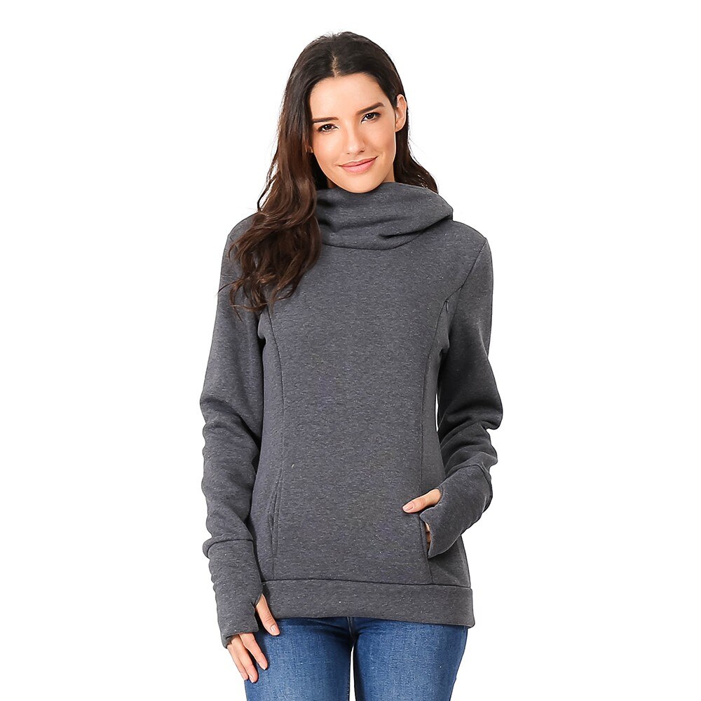 Women's Nursing Pregnant Maternity Long Sleeves Hooded Breastfeeding Hoodie Sweatshirts Nursing Baby Tops Clothes: Gray / M