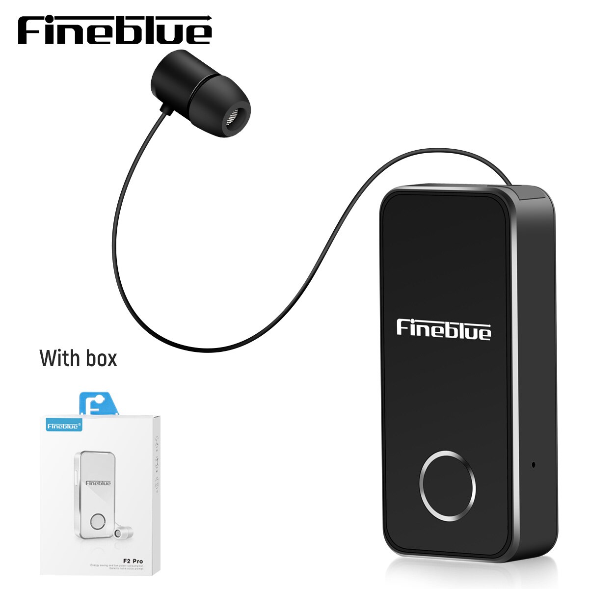 FineBlue F2Pro bluetooth 5.0 aluminum alloy call vibration Wireless Headset In-Ear High Tensile Collar Clip Portable Vibrating: black