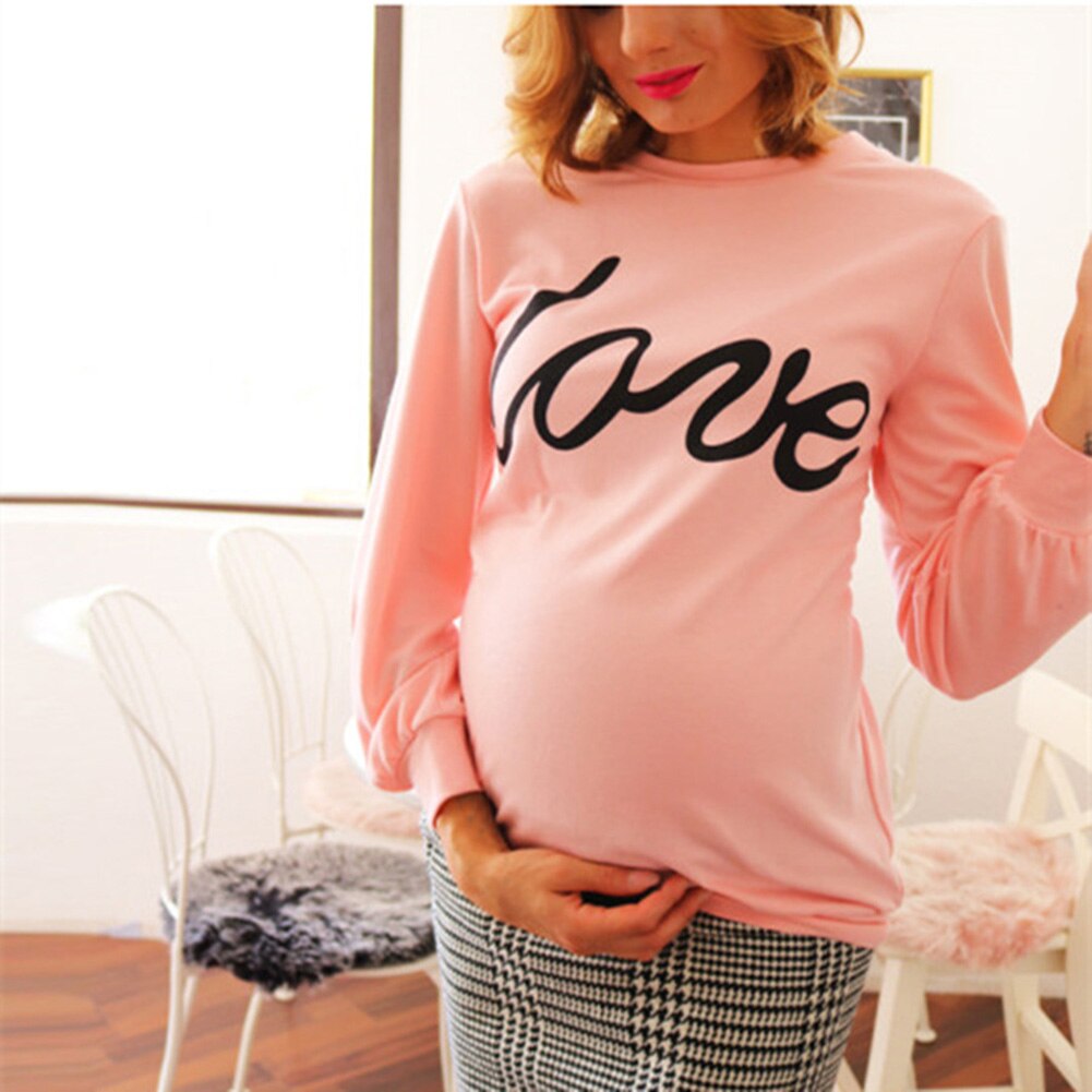 Mother Baby Girls Parent-Child Matching Clothing Pregnant Women Child Sweatshirt Tops Love Letter Print Long Sleeve Shirt
