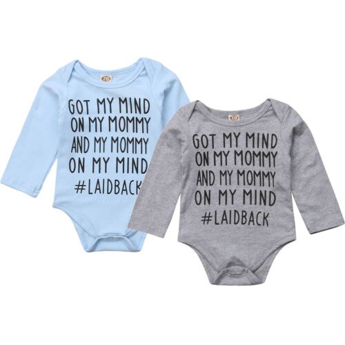 Infant Kid Baby Boy Girl Romper Letter Long Sleeve Jumpsuit Playsuit Outfit Cotton Clothes