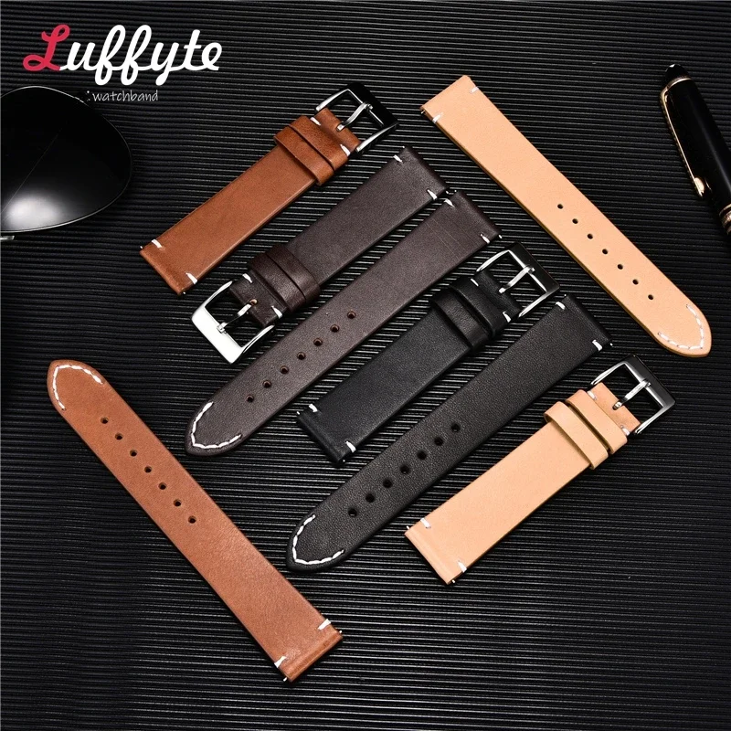 Vintage Horlogebandje 16Mm 18Mm 20Mm 22Mm 24Mm Snelkoppeling Koeienhuid Horlogeband Universeel Horlogeband Accessoires Armband