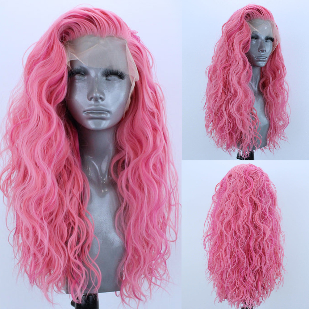 AIMEYA-pelucas frontales de encaje sintético 13x4 para mujer, peluca de encaje Rubio blanco, fibra resistente al calor, línea de cabello Natural, pelucas para de Cosplay: D13 / 24 pulgadas
