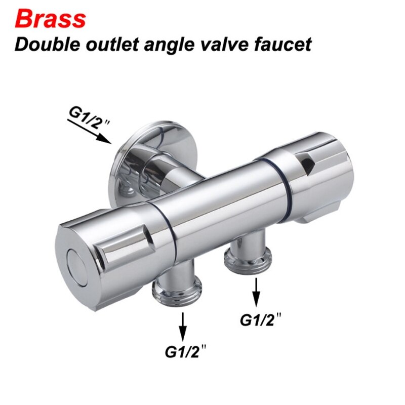 Silvery Copper Double Switch Outlet Angle Valve Toilet Bidet Shower Faucet Bathroom Accessories Outlet Angle Valves G1/2