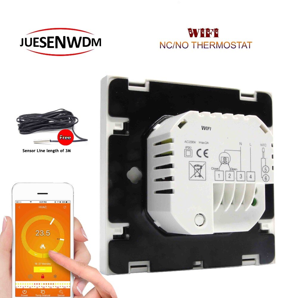 Google móviles termostato wifi controlado NC/NO válvula para calefacción por suelo radiante