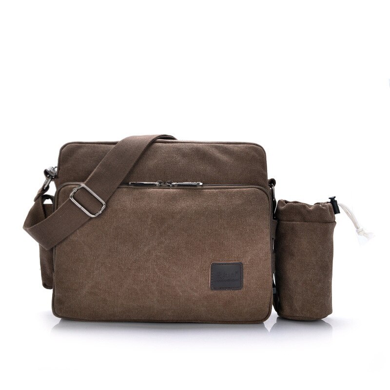 Canvas Multifunction Mens Messenger Shoulder Bags Solid Briefcases Suitcase Card Pocket For Men Women Office Outdoor Travel: Coffee Cup