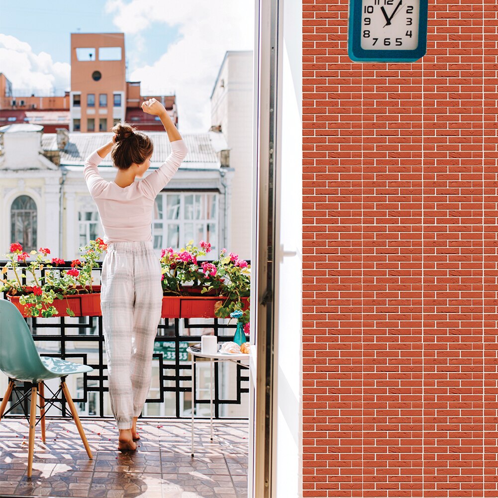 12Pcs 3D Wall Tile Stickers Waterproof Soundproof Brick Sticker Self-adhesive TV Background Living Room Wallpaper Decor 30x30 CM