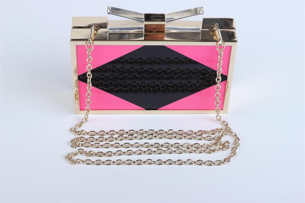 Nova Estrutura do Diamante Acrílico retângulo forma famoso Designer Da Marca da bolsa das mulheres saco de embreagem sacos de noite de luxo bolsa 5095: pink