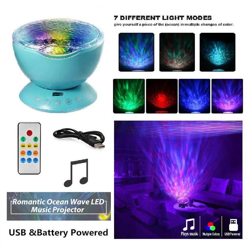Meerdere Stars Sterrenhemel/Oceaan/Universe/Muziekspeler Romantische Led Nachtlampje Projector Kinderen Gaven Kinderen Slaapkamer night Lamp: Music Star Blue